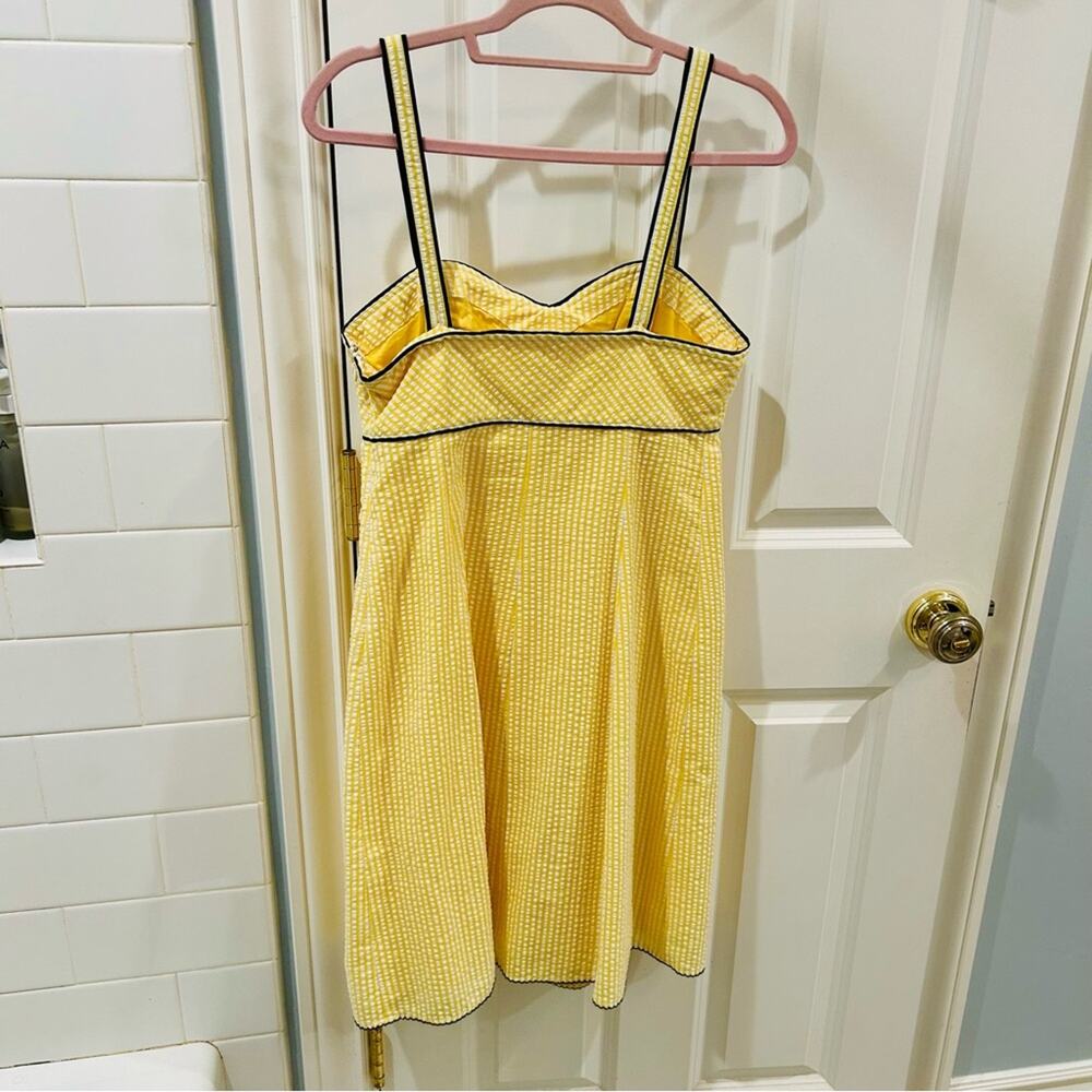 Anthropologie Lemon Parfait Bow Yellow Striped Summer Dress Cotton Viola Sz 8 - Picture 7 of 10